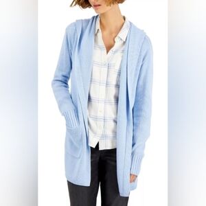 Style & Co. Hooded Cardigan Sweater Light Blue Women's Size Petite Large NWT